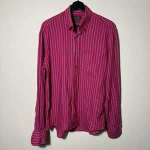 Pink Casual Button Down Shirt with Stripes